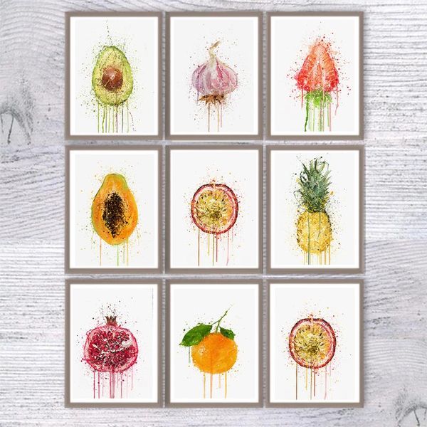 

paintings pomegranate pineapple fruit kitchen wall art canvas painting posters and prints cartoon picture for living room deco