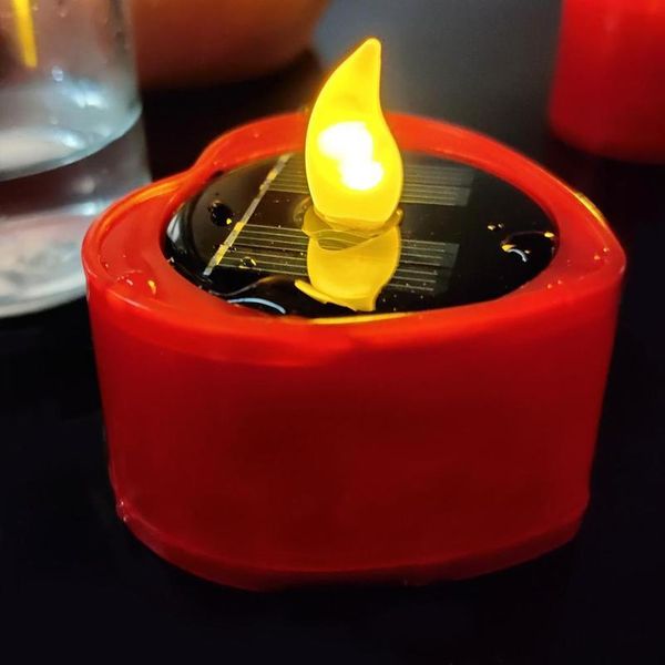 

solar tea lights candles - rechargeable flickering electronic solar led lamp nightlight - plastic flameless solar energ qylujp