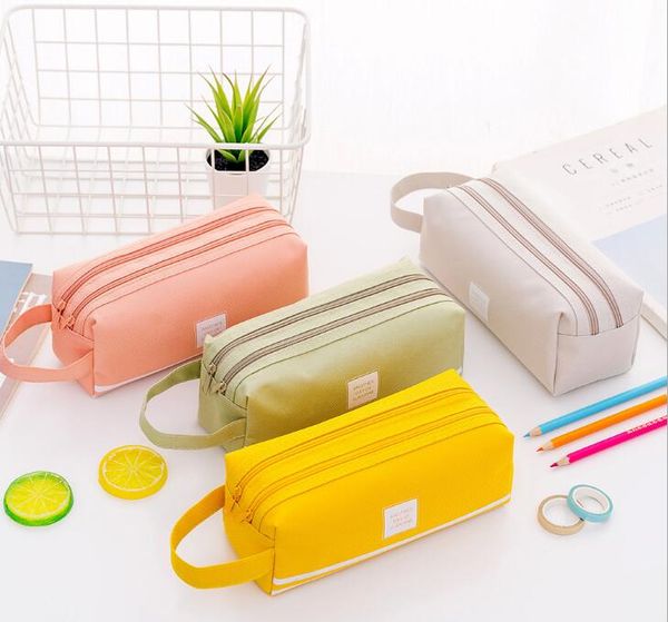 Scatola per penne di grandi dimensioni materiale scolastico per ragazzi e ragazze Kawaii Pencilcase School Pen Case Supplies Pencil Bag scatola da scuola portatile a doppio strato