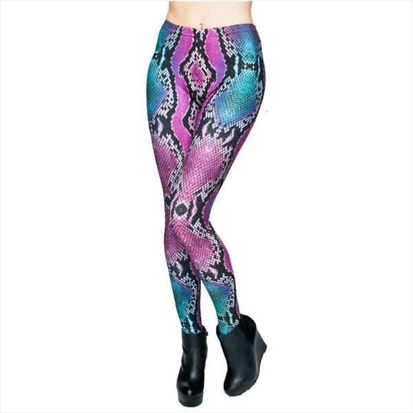 

fashion snakeskin 3d print womens leggings hip lifting fitness pants outdoor sport, Black
