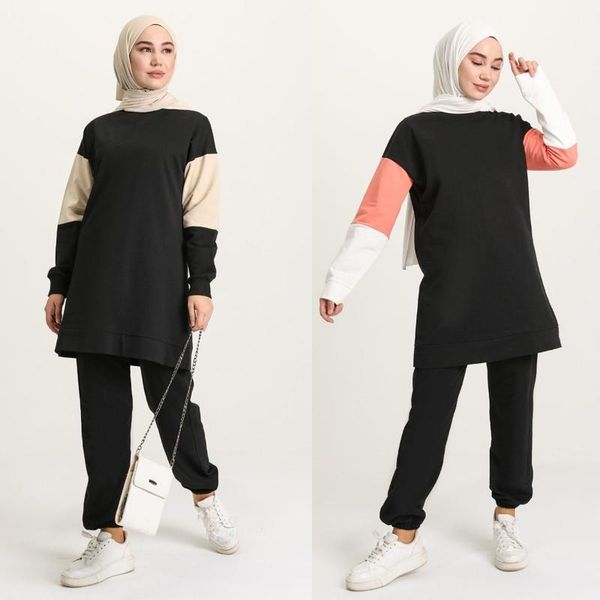 

ethnic clothing tracksuit set unlined long sleeve zero collar winter seasonal turkey dubai islamic women muslim hijab fashion casual, Red