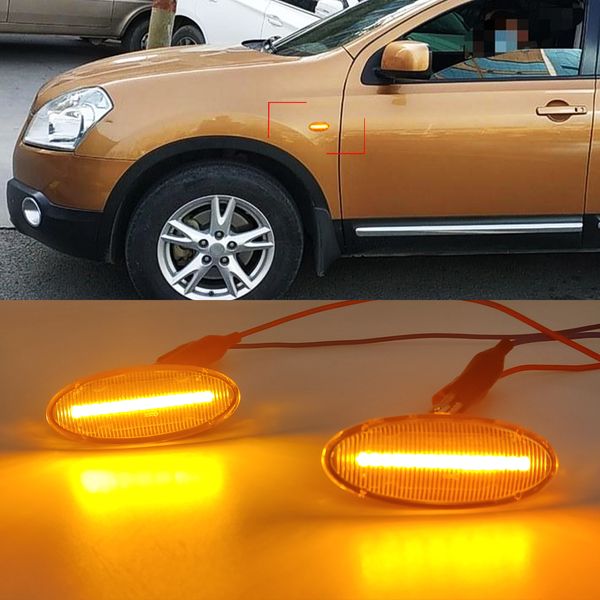 

1set side marker lights dynamic led turn signal light for nissan qashqai j10 x-trail t31 cube juke leaf micra micra k13 note e11