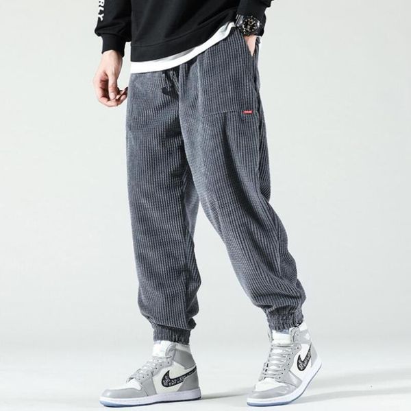 

men's pants corduroy trousers slim hip hop men casual streetwear fashions joggers korean clothes sweatpants male w1821, Black