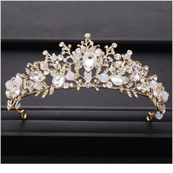 

trendy handmade beading crystal gold wedding crown princess taira headpiece dress bridal hair accessories wedding hair jlledt, Silver