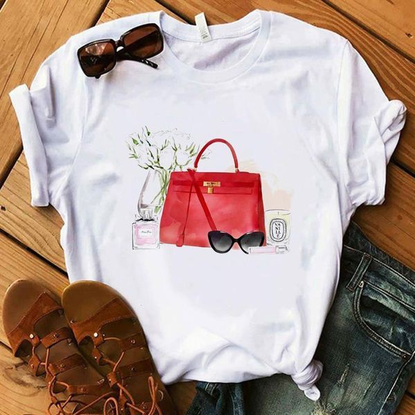 

harajuku t shirt women clothes make up lipstick seaside graphic tees ulzzang tee shirt femme camisas mujer, White