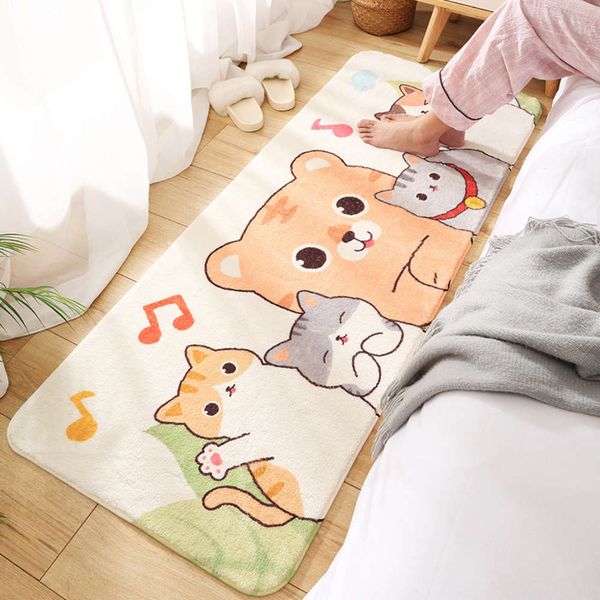 

new cartoon home bedroom carpet floor mat children's room bedside blanket cashmere household long strip non slip mat