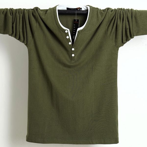 

2021 autumn men t shirt button big tall cotton long sleeve t shirts men big size casual t-shirt solid 5xl 6xl fit tee male 210317, White;black