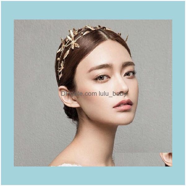 

jewelryvintage headband dragonfly wedding crown bridal hair aessories jewelry two rows bride hairband women tiara drop delivery 2021 fg1an, Slivery;golden