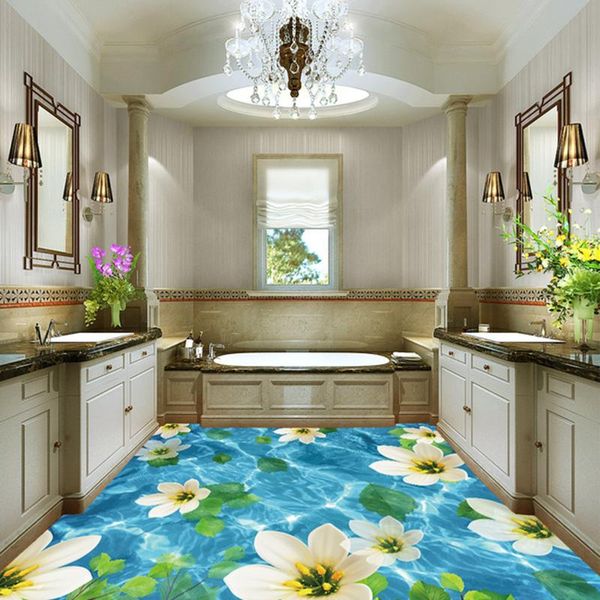 

wallpapers [self-adhesive] 3d flower in the water 194 floor wallpaper mural wall print decal murals