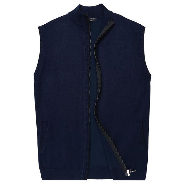 

men's vests stand collar sleeveless zip up slim fit casual thin knit sweater vest, Black;white