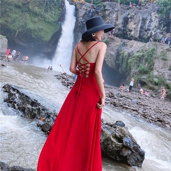 

women's swimwear beachwear women solid beach dress long maxi sundress summer bandage 2021 bathing suit swim womens cover-up, White;black