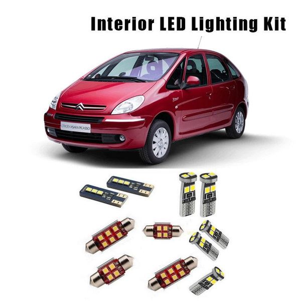 

emergency lights for xsara picasso 2000-2009 2010 8pcs white ice blue canbus error car led bulbs interior map dome light kit
