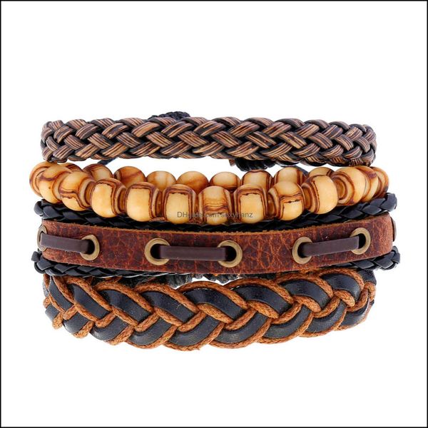 

charm bracelets jewelry bracelet aessories diy set cowe woven mens leather drop delivery 2021 brndp, Golden;silver