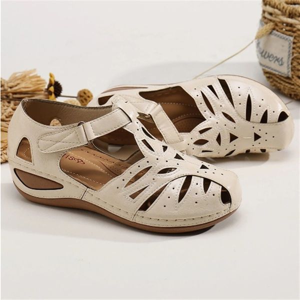 

2021 Women Sandals New Summer Shoes Woman Plus Size 44 Heels Sandals For Wedges Chaussure Femme Casual Gladiator Sandalen Dames, White