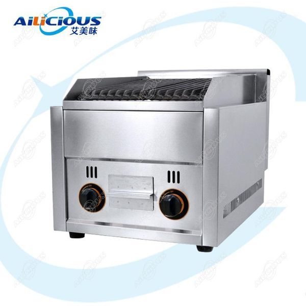 

camp kitchen fy977 professional commercial restaurant bbq grill gas electric lava rock counter stainless steel1