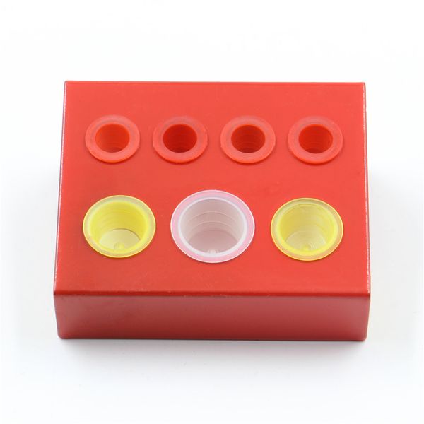 

2pcs tattoo permanent ink cup holder stand 7 holes cup cap stainless steel container red color holder for tattoo accessories