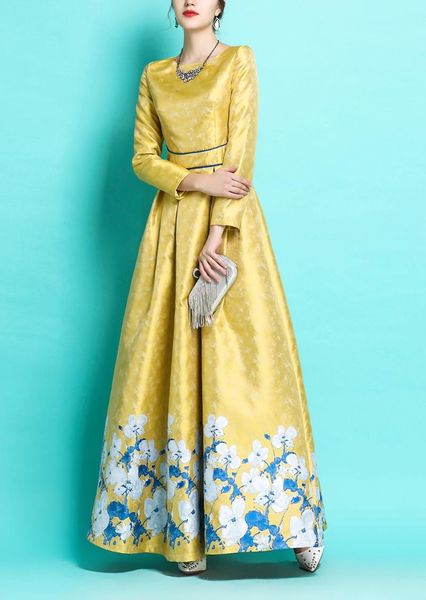 

casual dresses s-3xl year 2021 women's o neck jacquard maxi dress lady floral spring autumn, Black;gray