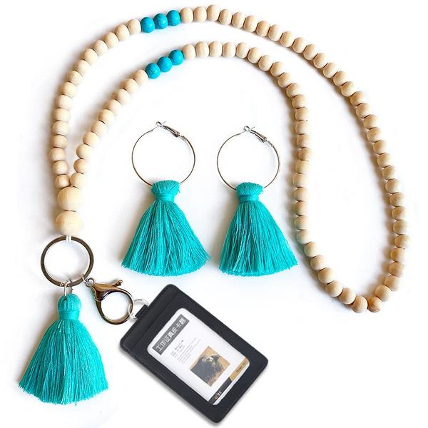 

pendant necklaces handmade wood beads chain cottom fringe tassel for women small wholesale fashion jewelry, Silver