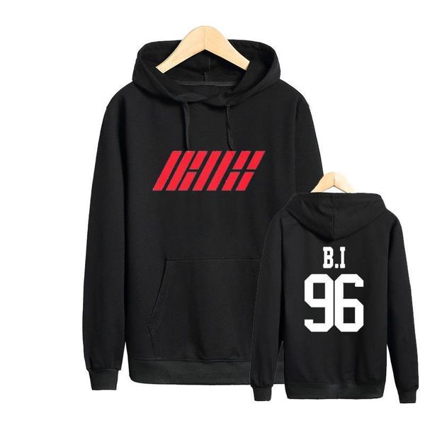 

kpop sweatshirt ikon album my type bobby hoodies men women hoodies with cap harajuku tracksuit jumper, Black