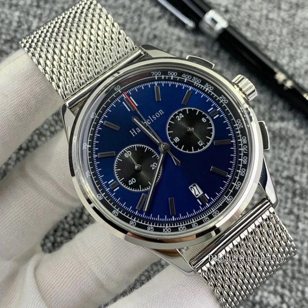 

2021 new 1884 mens watch montre de luxe vk movement wristwatches chronograph two-tone dial all steel mesh strap metal watches, Slivery;brown