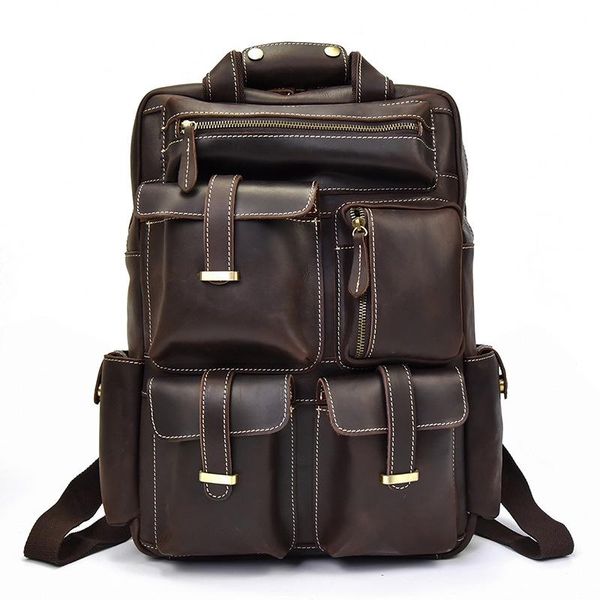 

backpack men's vintage backpacktravel bag outdoor leisure leather large capacity mountaineering mochia bookbag