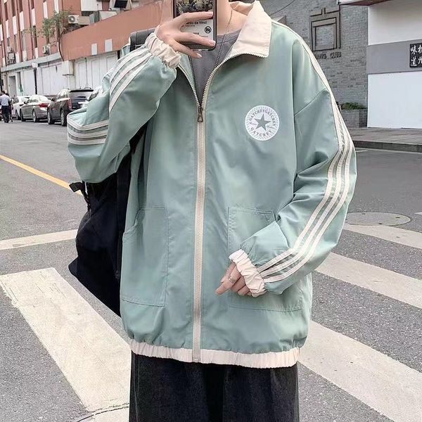 

winter coat men's trend loose color contrast student jacket sports casual clothes, Black;brown