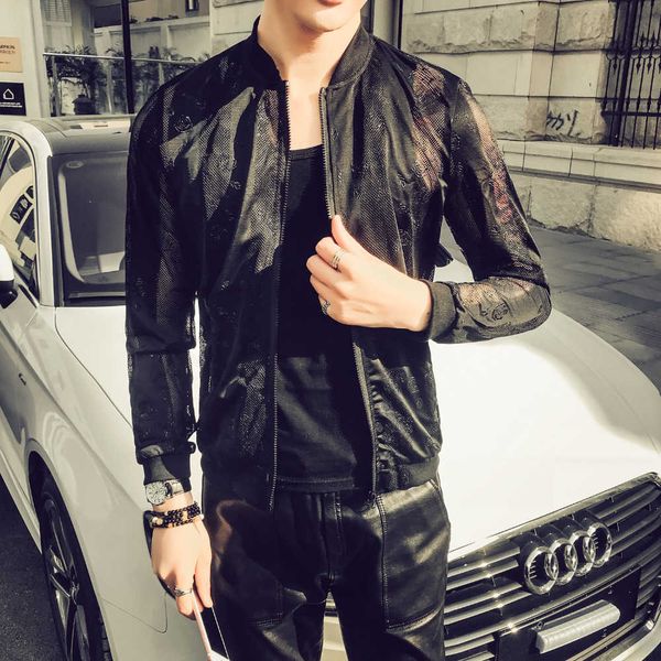 

summer jackets men long sleeve fashion thin mens casual bomber jacket slim fit sun protection clothing plus size 5xl-m 211013, Black;brown