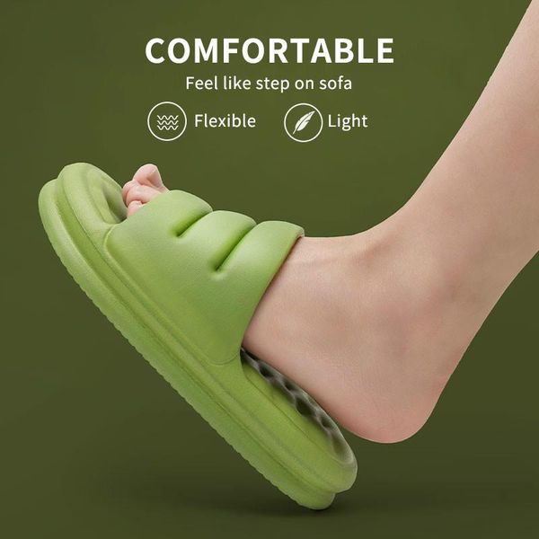 

slippers 2021 mute eva sofa slides women thick sole soft indoor anti-slip sandals men summer platform shoes bath, Black