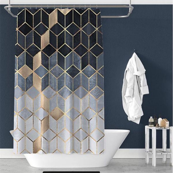 

shower curtains nordic curtain geometric color block colorful bathroom washable waterproof bath decoration