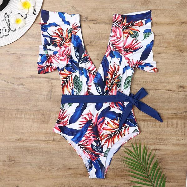 

women's swimwear fashion ruffle short sleeves sprint women bikini one piece siamese beach backless soft baÃ±ador mujer, White;black