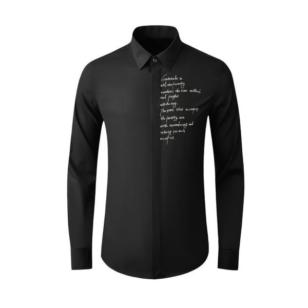 

men's dress shirts 2021 long sleeve front english embroidered slim cotton spinn simple mens vintage clothing buttons beach shirt, White;black