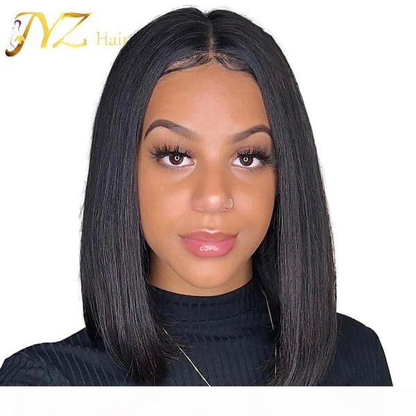 

grade 130%150% density lace front human hair lace wigs bob straight natural color indian hair full lace wigs, Black;brown