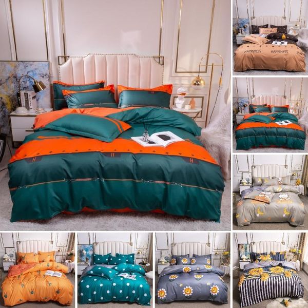 

bedding sets luxury tencel set 2/3/4 pcs bed hd printed smooth duvet cover flat sheet pillowcases (twin full  size