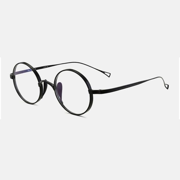 

fashion sunglasses frames glasses for man and woman full rim pure titanium frame eyewears little round shape ultra light retro style myopia, Black