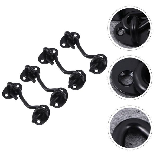 

hooks & rails 4pcs stainless steel window heavy duty locks latches (black)
