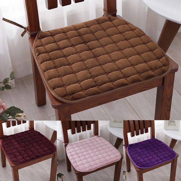 

cushion/decorative pillow plush chair seat cushion with tie non slip pad square flannel fart soft thin for home decor garden party dining