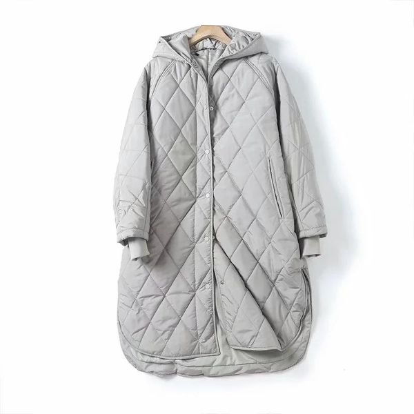 

women's jackets woman casual gray oversized long argyle down jacket basic warm ladies hooded outwear chic female solid 2021 winter, Black;brown