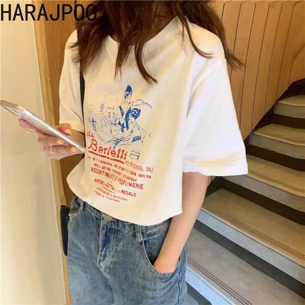 

women's t-shirt harajpoo woman 2021 spring summer japanese style loose ins fashion harajuku letter printed short sleeve tide, White