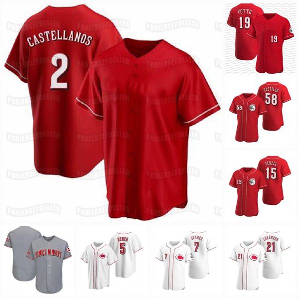 

cincinnati nick castellanos reds jersey derek dietrich jonathan india senzel joey votto trammell barnhart rose luis castillo ken griffey jr., Blue;black