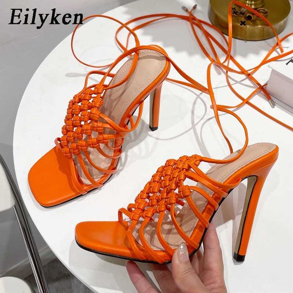 

2022 classic luxury new women high heels strappy shoes square head female fall street pumps fashion narrow band sandals size 35-42 paris des, Black