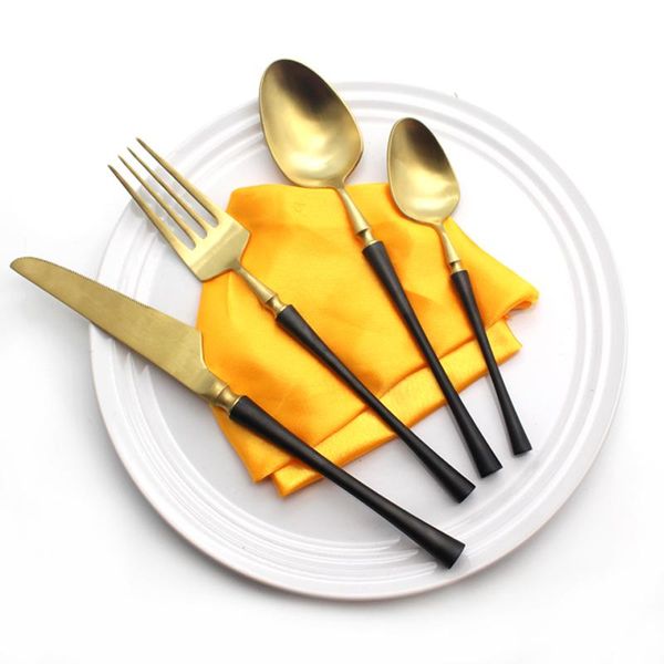

brand dinnerware set 4pcs/set metal stainless steel flatware set knife fork spoon cutlery flatware silver tableware kit