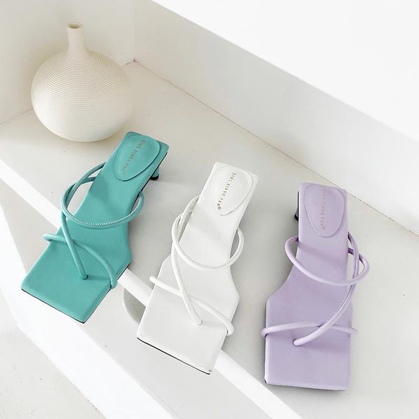 

slippers fashion women slides mules shoes summer thick mid heels elegant outdoor clip toe sandals, Black