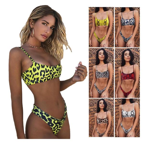 

women's swimwear bikini 2021 snakeskin leopard push up swimsuit sets beachwear swimming two piece, White;black