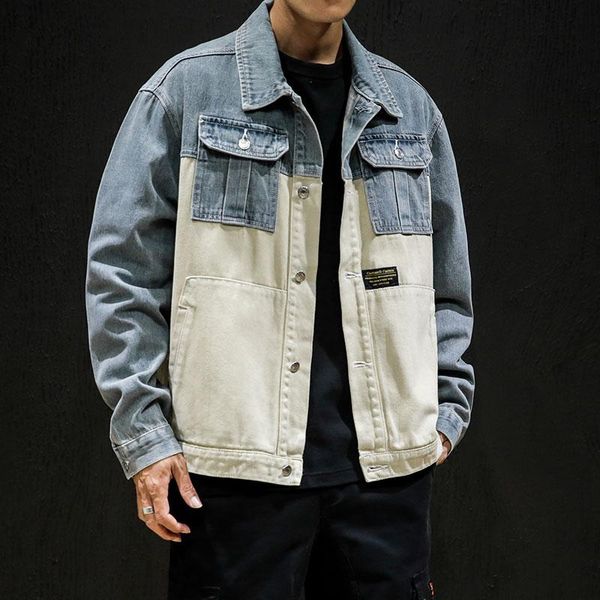 

men denim jackets loose casual denim coats new fashion men cotton jean jackets light blue jean coats size 5xl, Black;brown