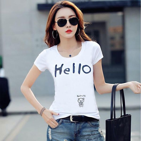 

women's t-shirt white t short sleeve 2021 summer slim clothing wholesale
