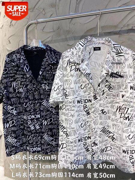 

signed letters graffiti loose short-sleeved shirt men and women same batch #wo49, White;black