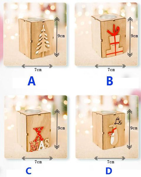 10 adet Noel Mumluk 9 * 7 * 7 cm Mini Ahşap Şamdan Noel Ahşap Mum-Tutucu Şamdanlar Masa Lambası Çay Işık Dekorasyon Ahşap Satılık Yapılan