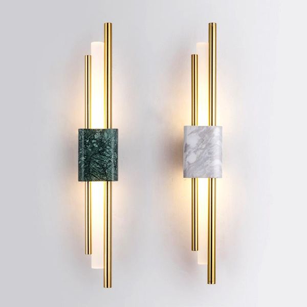 

nordic postmodern wall lamp led living room background wall aisle creative bedroom bedside lamp metal marble