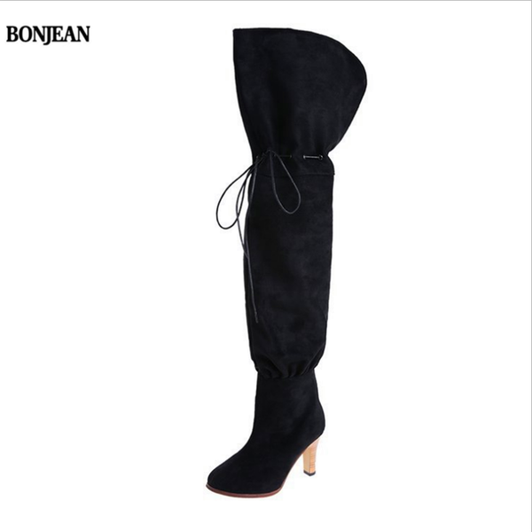 

boots bonjean 2021 shoes women black over the knee female autumn winter lady thigh high