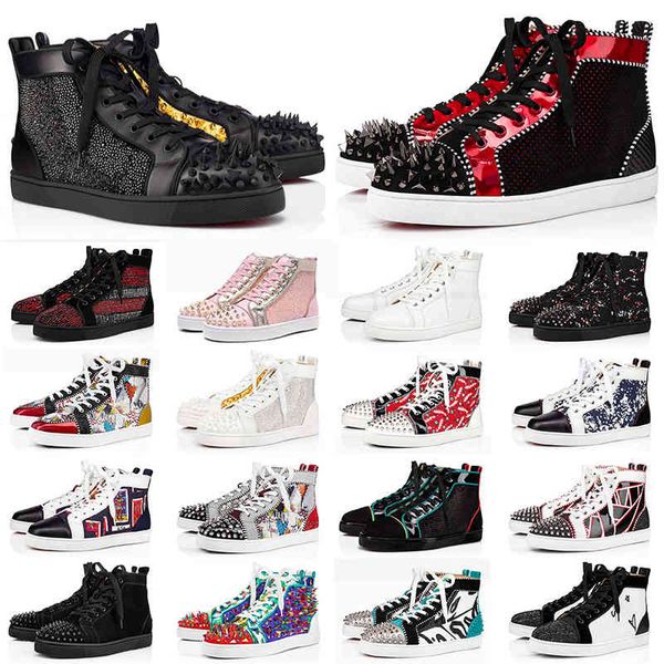 

with box luxurys loafers red bottom shoes junior spikes platform designers mens womens casual shoe bottoms flat trainers sneaker, Black